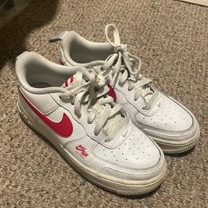 Boys red and white Nike Air Force 1